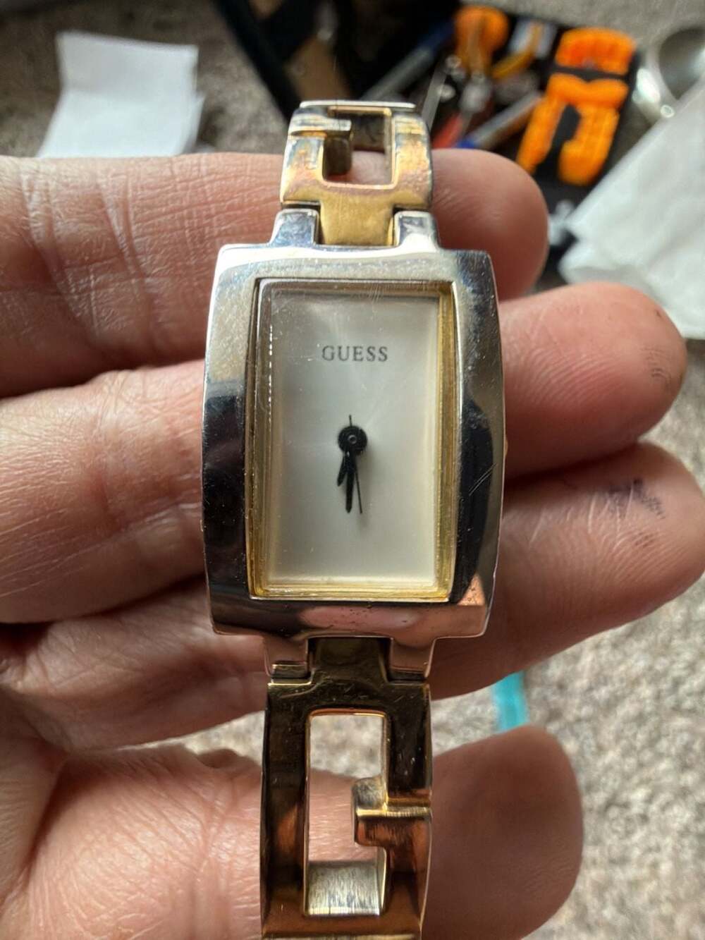 Lot 2 Guess G65770L Rectangular Logo Link Bracelet Watch & overload silicon stra